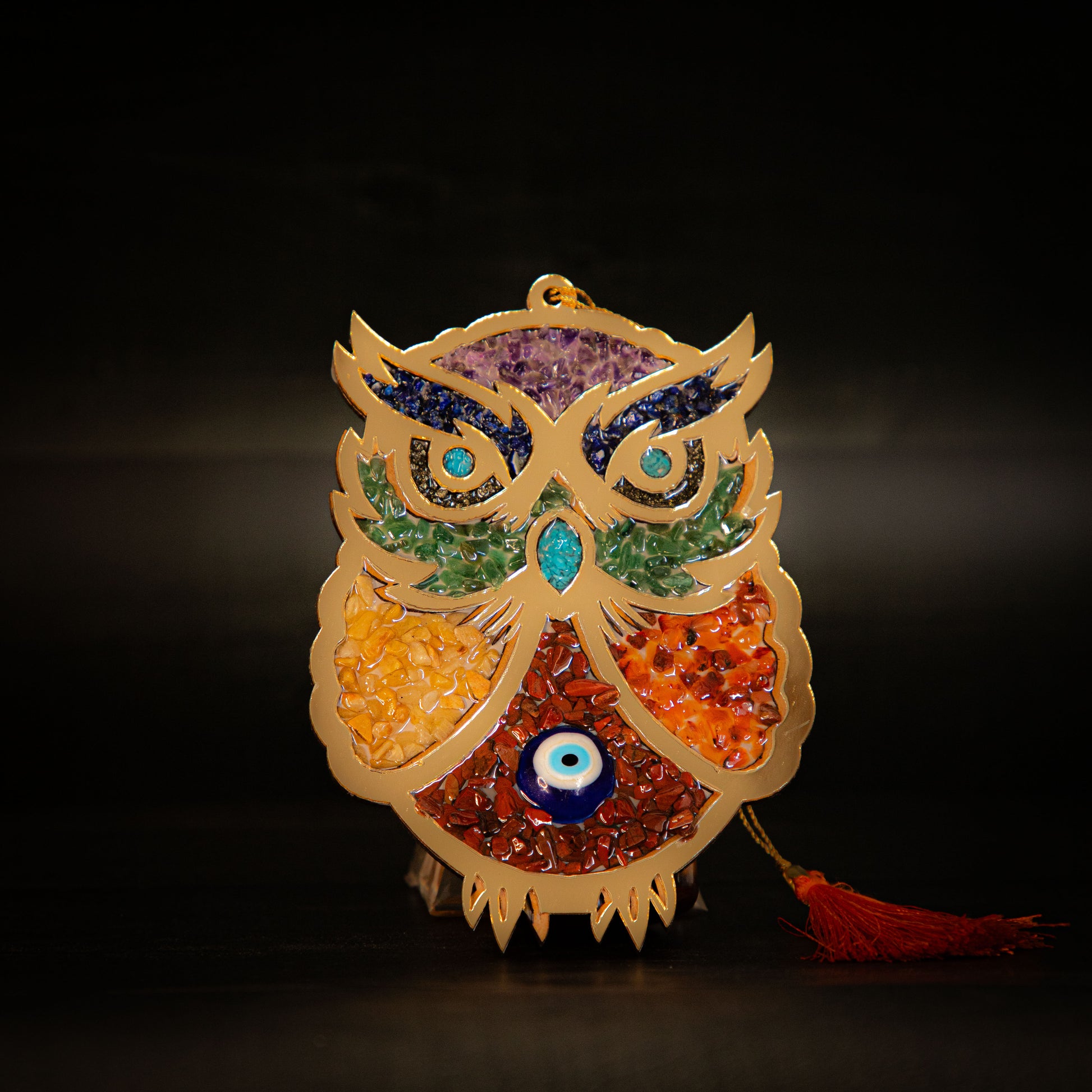 Hanging Evil Eye 7-chakra Owl
