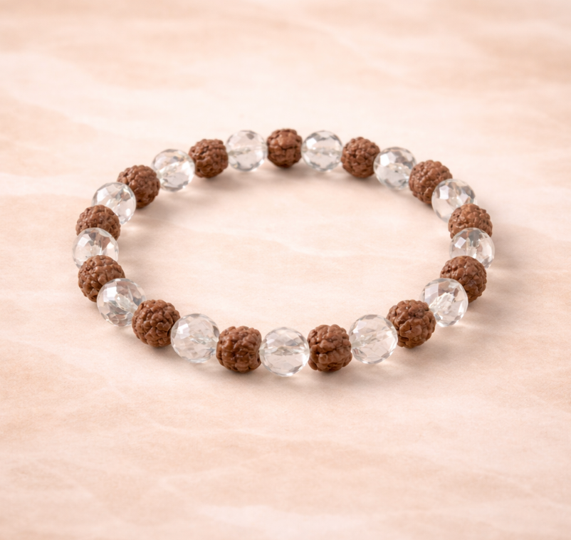 Rudraksha Spatik Bracelet Faceted